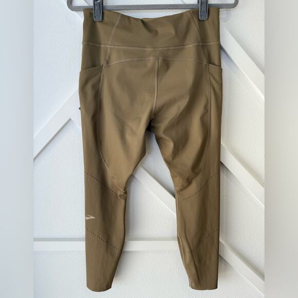 Brooks Method 7/8 Running Perforated Tights Leggings In Oatmeal Tan Size Large - Picture 8 of 14